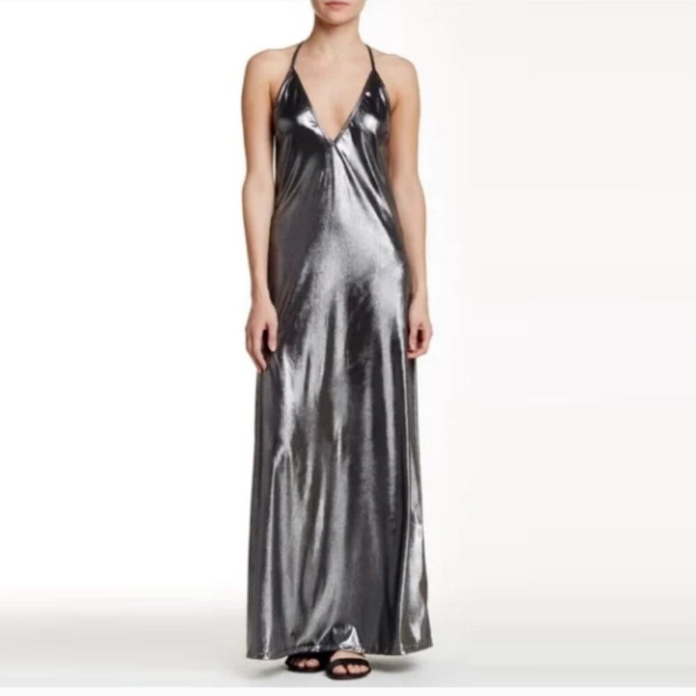 American Apparel metallic  cross back maxi dress M